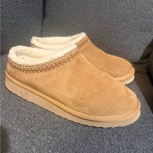 Bjorndal Chestnut Suede Faux-Shearling Slip-On Mules
